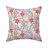 Festive Floral (Silver and Red_