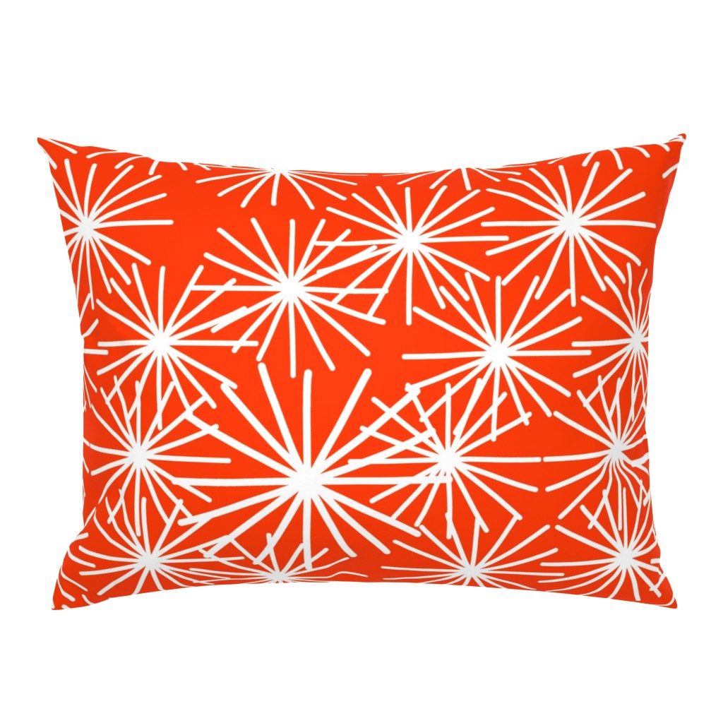 Mid Century Starburst Chic! White on burnt orange 