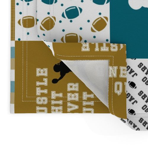 Football//Hustle Hit Never Quit//Jaguars - Wholecloth Cheater Quilt - Rotated