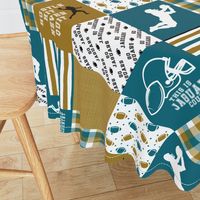 Football//Hustle Hit Never Quit//Jaguars - Wholecloth Cheater Quilt - Rotated