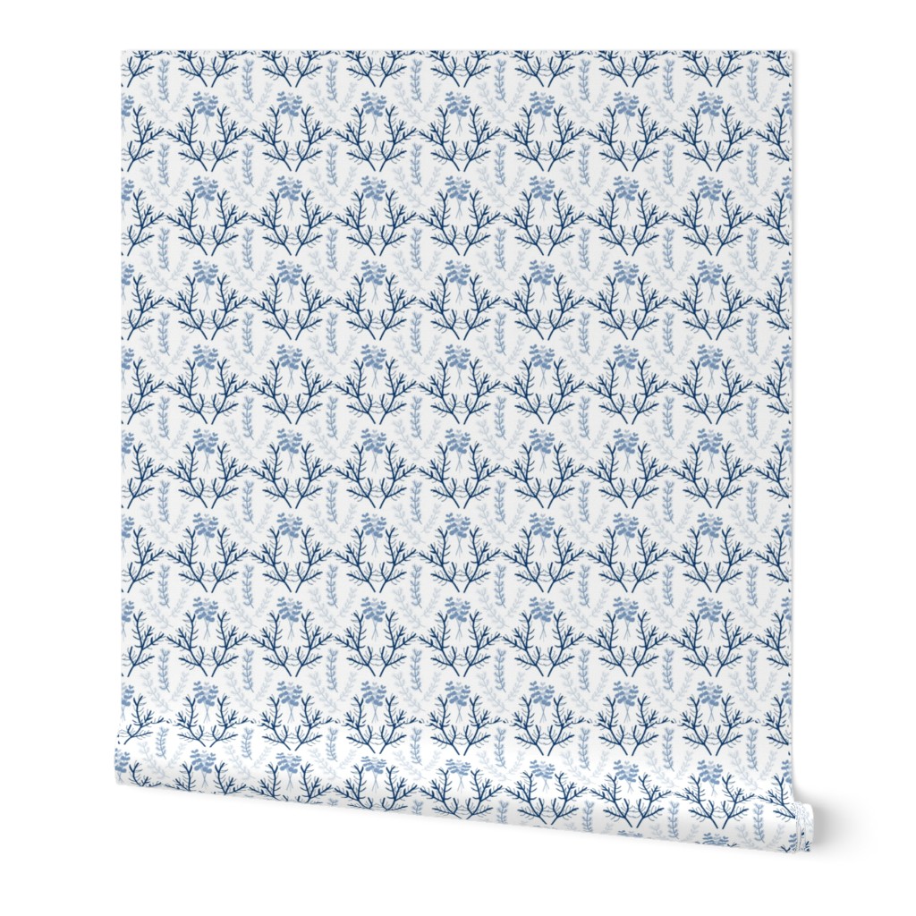 Blue & white foliage/floral pattern