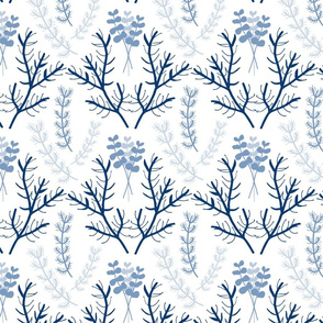 Blue & white foliage/floral pattern