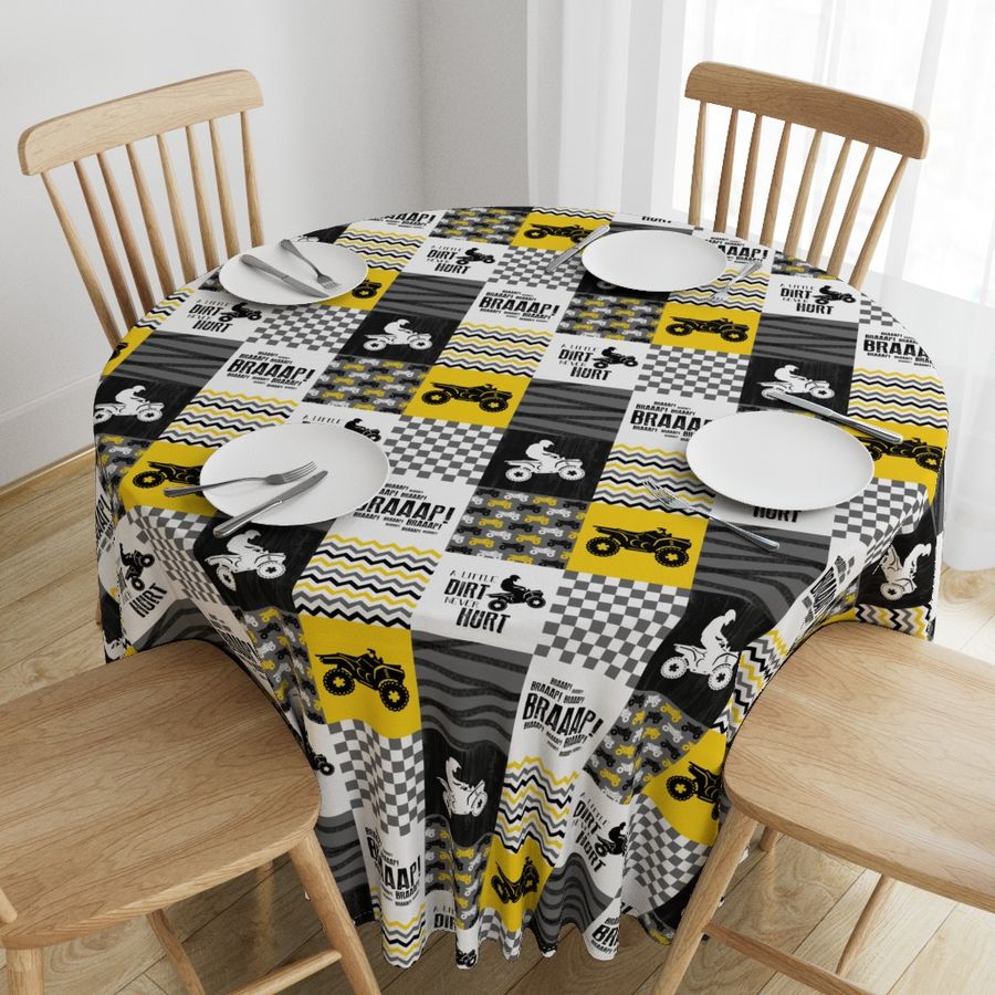 4 Wheel/ATV/A little Dirt Never Hurt//Yellow - Wholecloth Cheater Quilt 