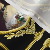 1 queens princesses crowns white gowns tiaras baroque victorian beauty royalty emerald diamonds necklaces chokers off-shoulder gold gilt frame black medallion flowers floral bows empresses ballgowns rococo royal portraits beautiful lady woman elegant goth