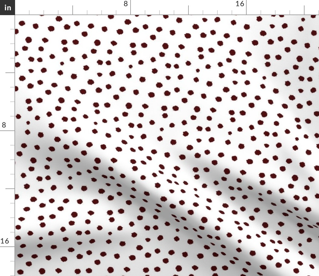Painted Polka Dot // Maroon Red on White