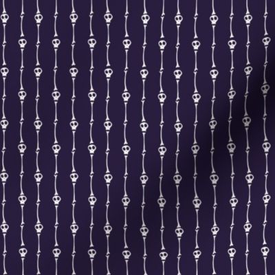 Tiny Skulls and Bones Pinstripes on Dark Purple