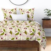 Shirley's Australiana Quilt - olive green on custard cream, X-Large 