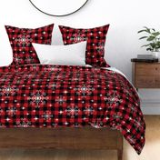 EXTRA LARGE - 1.5" buffalo squares - buffalo plaid snowflakes winter christmas fabric snowflakes christmas plaid christmas fabric