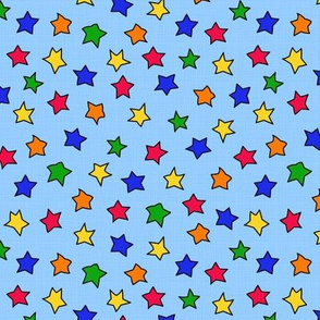 Colorful Stars On Blue Small