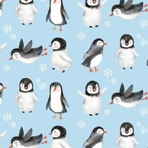 4" Winter Penguins // Spindle Blue
