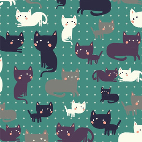 Cute Cats Kids Pattern, cats fabric, cats wallpaper, nursery wallpaper, cats deco