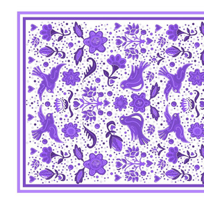 Folk art tea towel violet