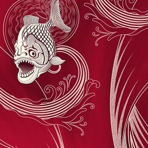★ MEGA PIRANHA PARANENSIS ★ Bloody Red, Large scale / Collection : Prehistoric Fish – Jurassic prints