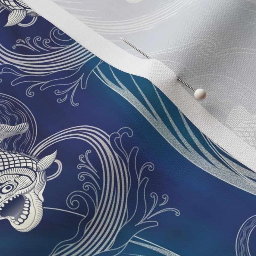 MEGA PIRANHA PARANENSIS ★ Blue, Small Fabric | Spoonflower