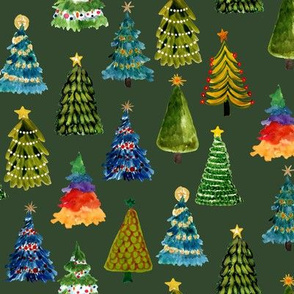 Festive Christmas Trees // Forest Green