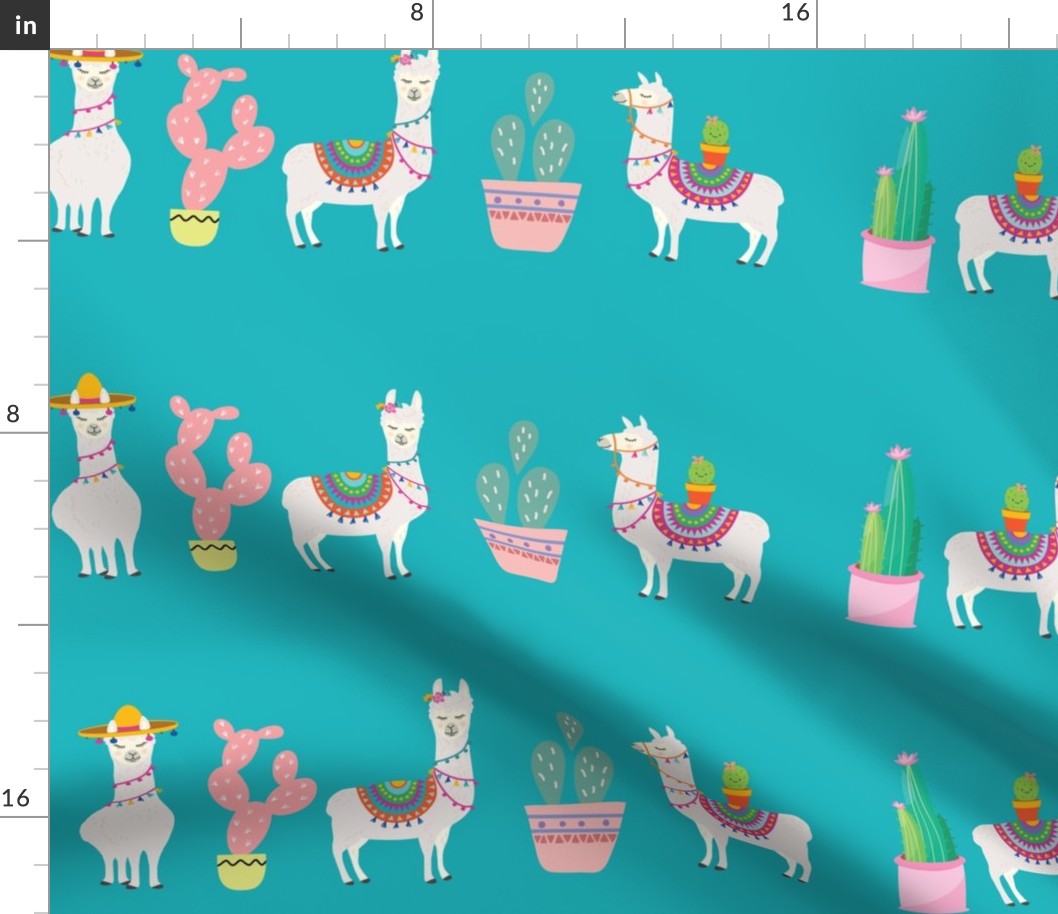 Llama Border Print Turquoise