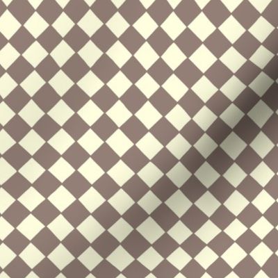 hand drawn diagonal checkered - taupe and cream - "medium"