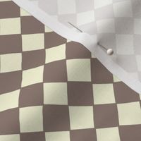 hand drawn diagonal checkered - taupe and cream - "medium"