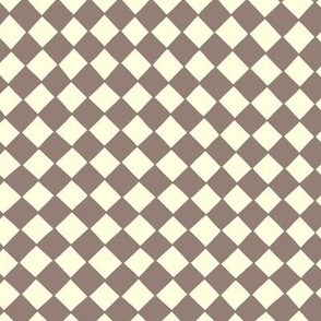hand drawn diagonal checkered - taupe and cream - "medium"