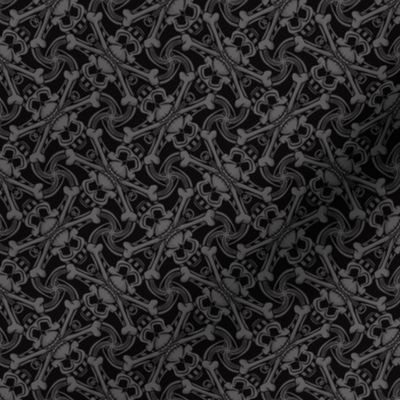 ★ SKULL PLAID ★ Black & Gray - Small Scale / Collection : Pirates Tessellations - Skull and Crossbones Prints