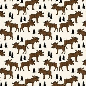 Moose Forest - Dark Brown and Cream by Andrea Lauren 