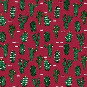 SMALL - christmas cactus // cute christmas xmas fabrics best christmas red and green fabrics