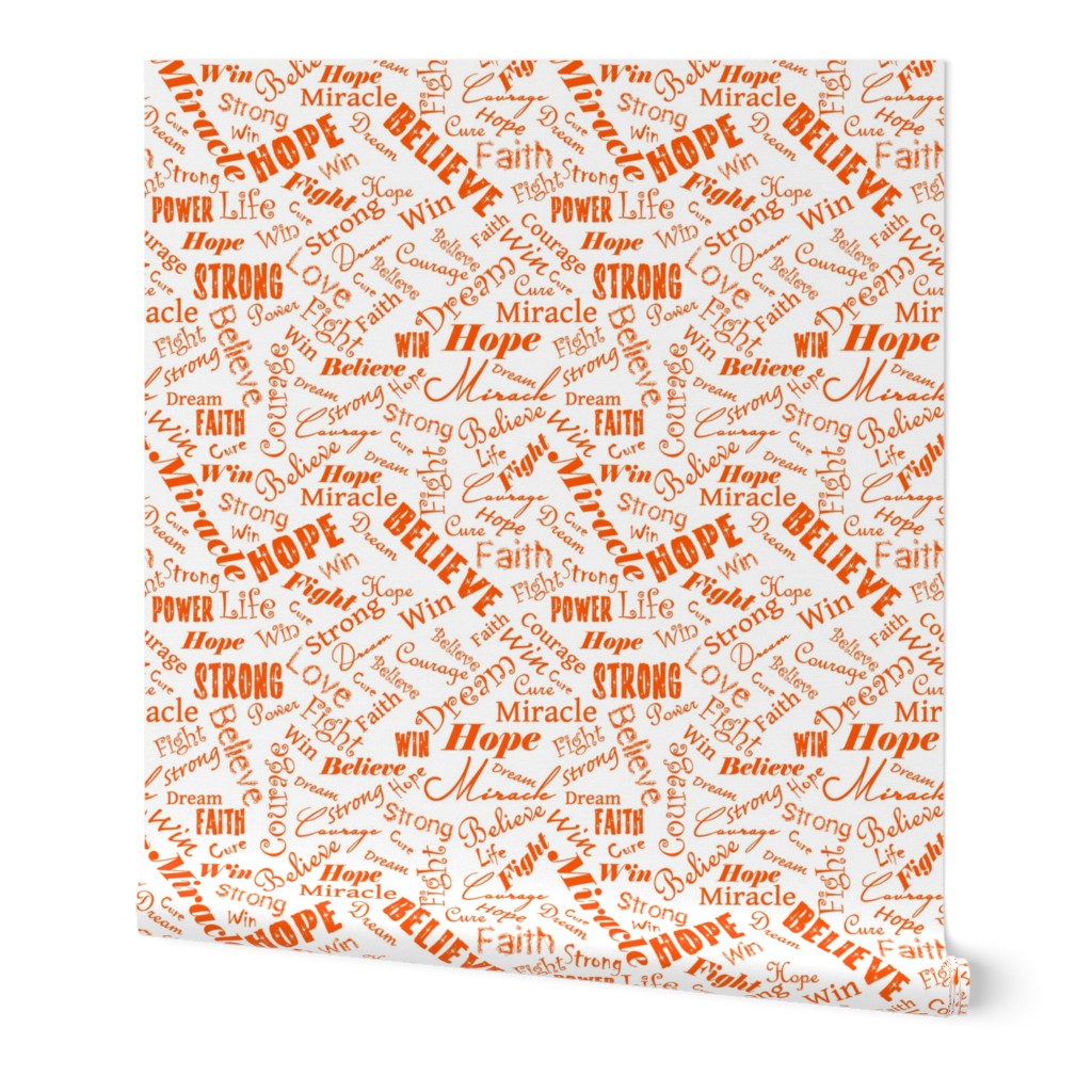 large scale Cure Hope Words - leukemia orange