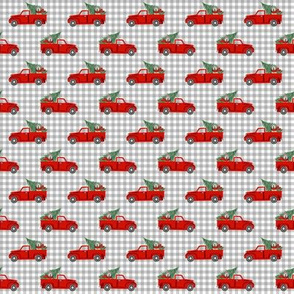 SMALL - bearded collie christmas truck - red christmas truck, red truck, christmas fabric, dog christmas, christmas dog, bearded collie christmas - check
