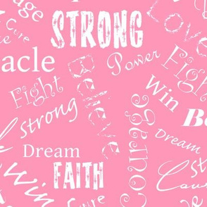large scale Cure Hope Words - white on pink