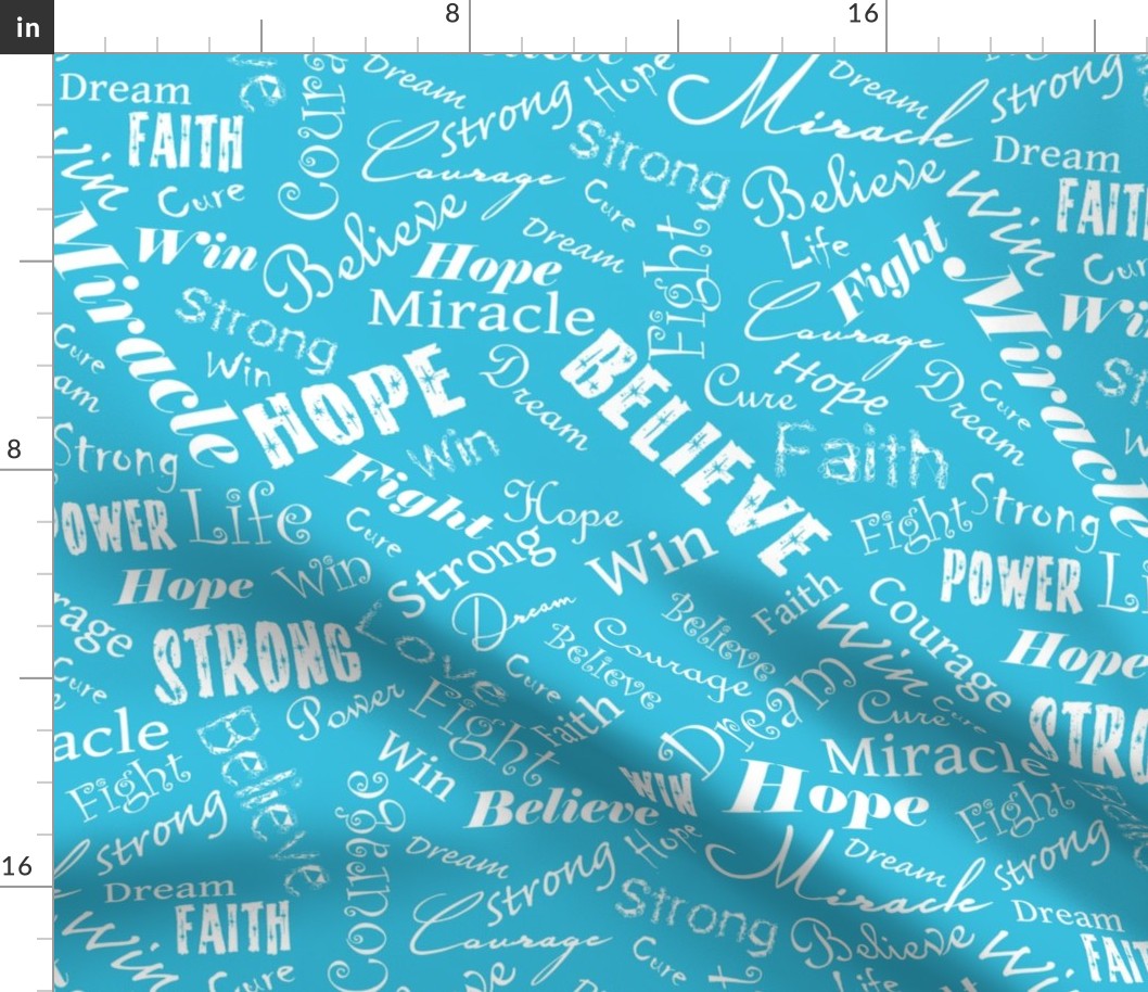 large scale - Cure Hope Words- white on teal