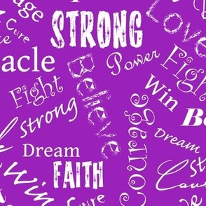 large scale - Cure Hope Words-white on purple