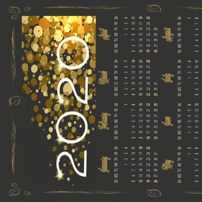 2020 Calendar Tea Towel Black Gold