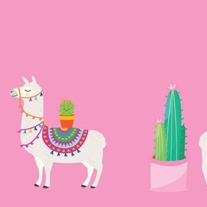 Llama Border Print Pink