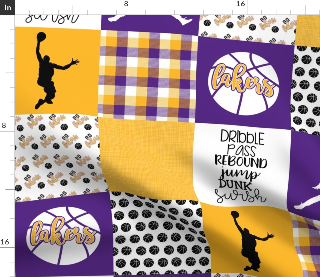 Basketball//Lakers - Wholecloth Cheater Quilt