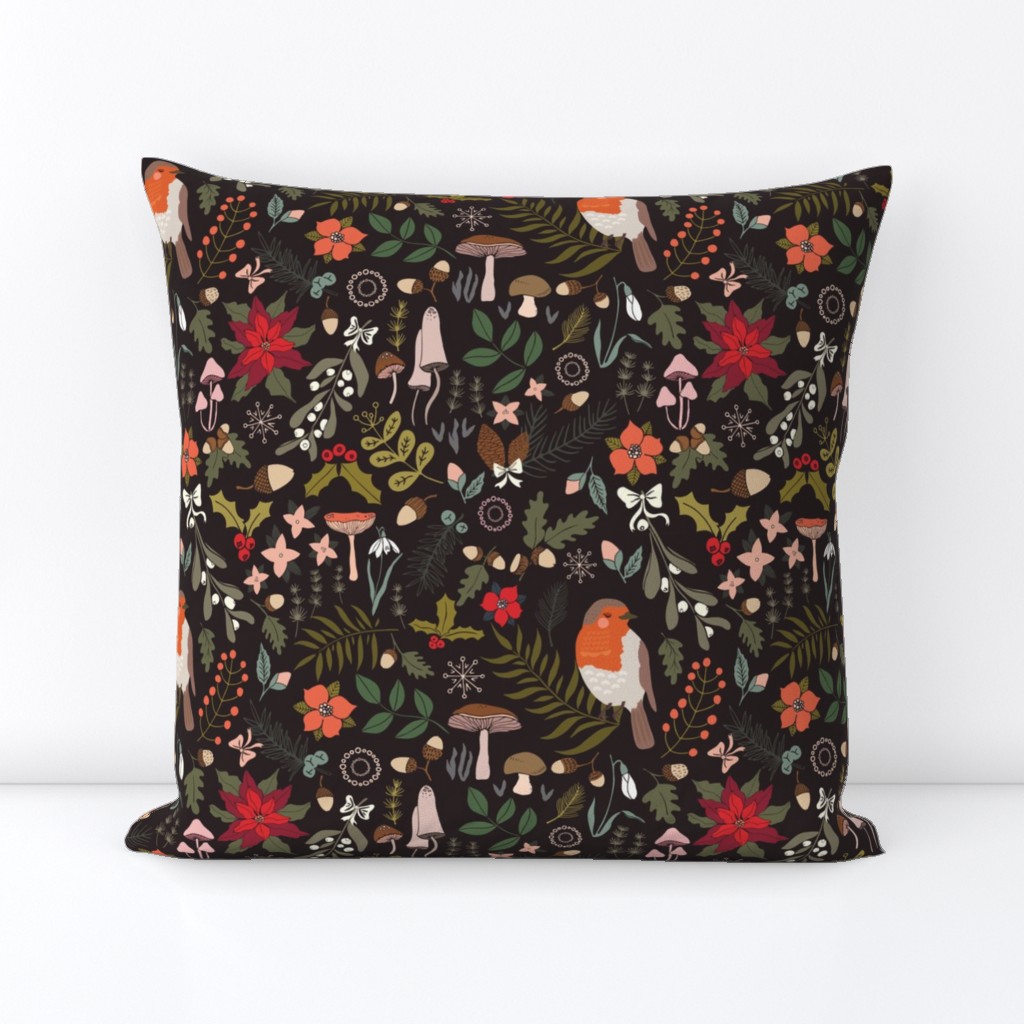 Sleeping Robin - Winter Floral