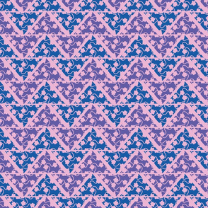 floral chevron in pink and blue by rysunki_malunki