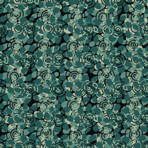teal florals with spirals by rysunki_malunki