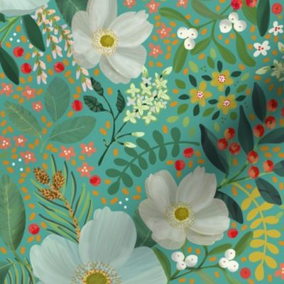 WINTER ANEMONES BLUEGREEN