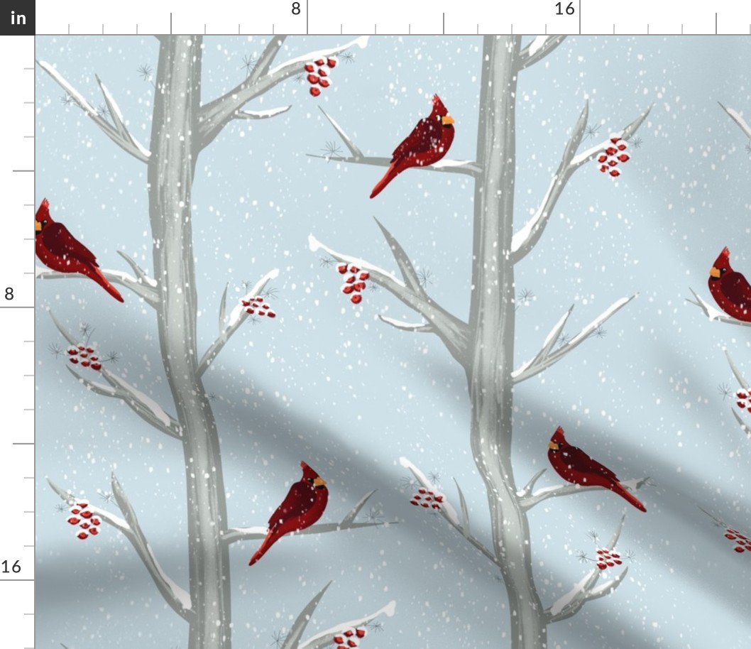 Red Christmas Bird Winter Forest