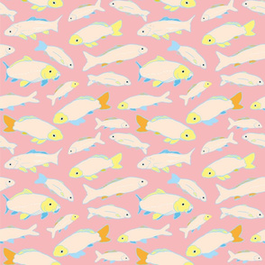 Pink Koi Goldfish Pond Pattern