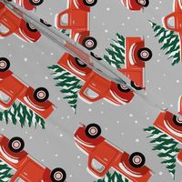 Vintage Christmas Trucks / Light Grey