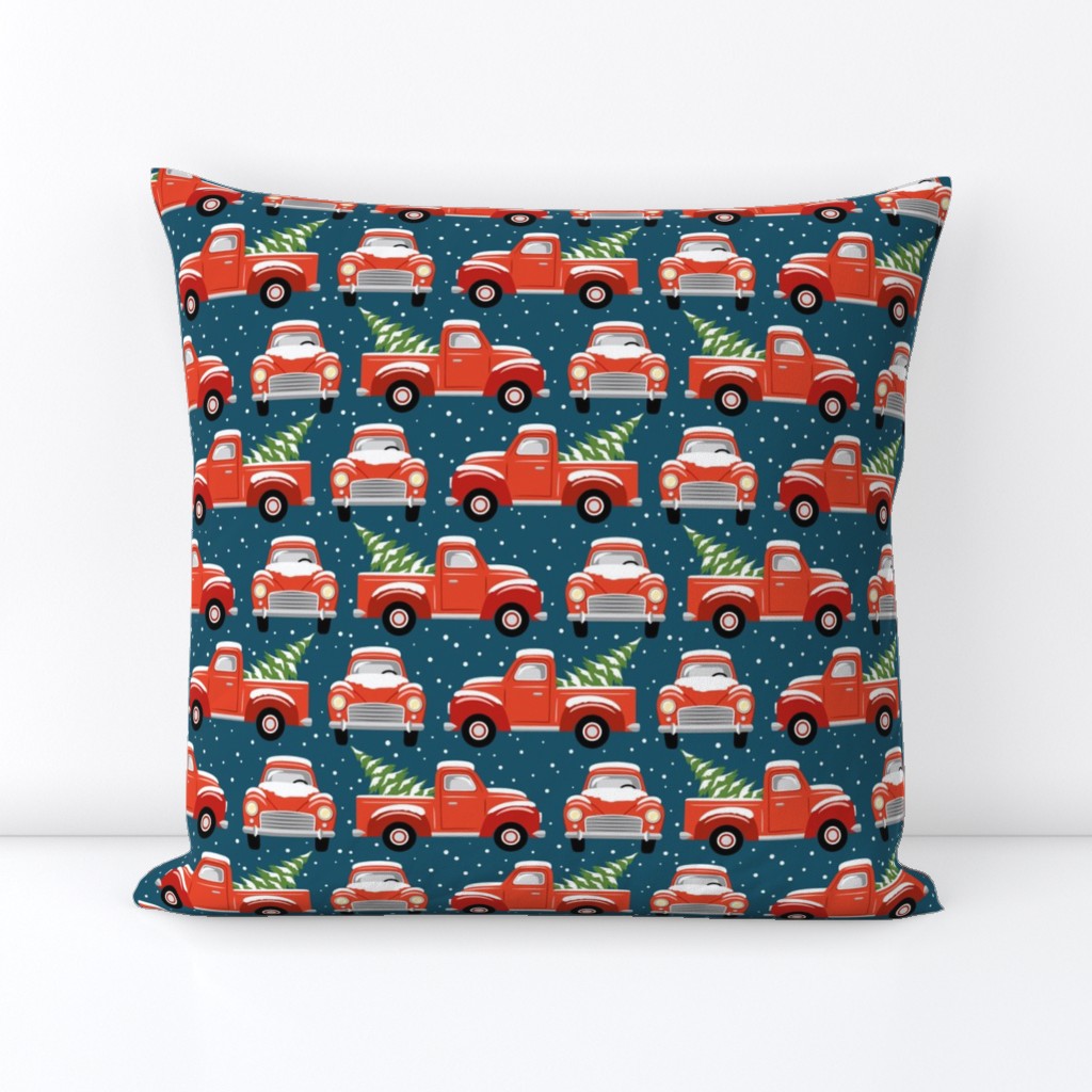 Vintage Christmas Trucks / Dark Blue