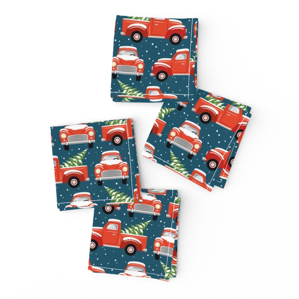 Vintage Christmas Trucks / Dark Blue