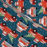 Vintage Christmas Trucks / Dark Blue