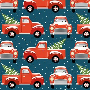 Vintage Christmas Trucks / Dark Blue