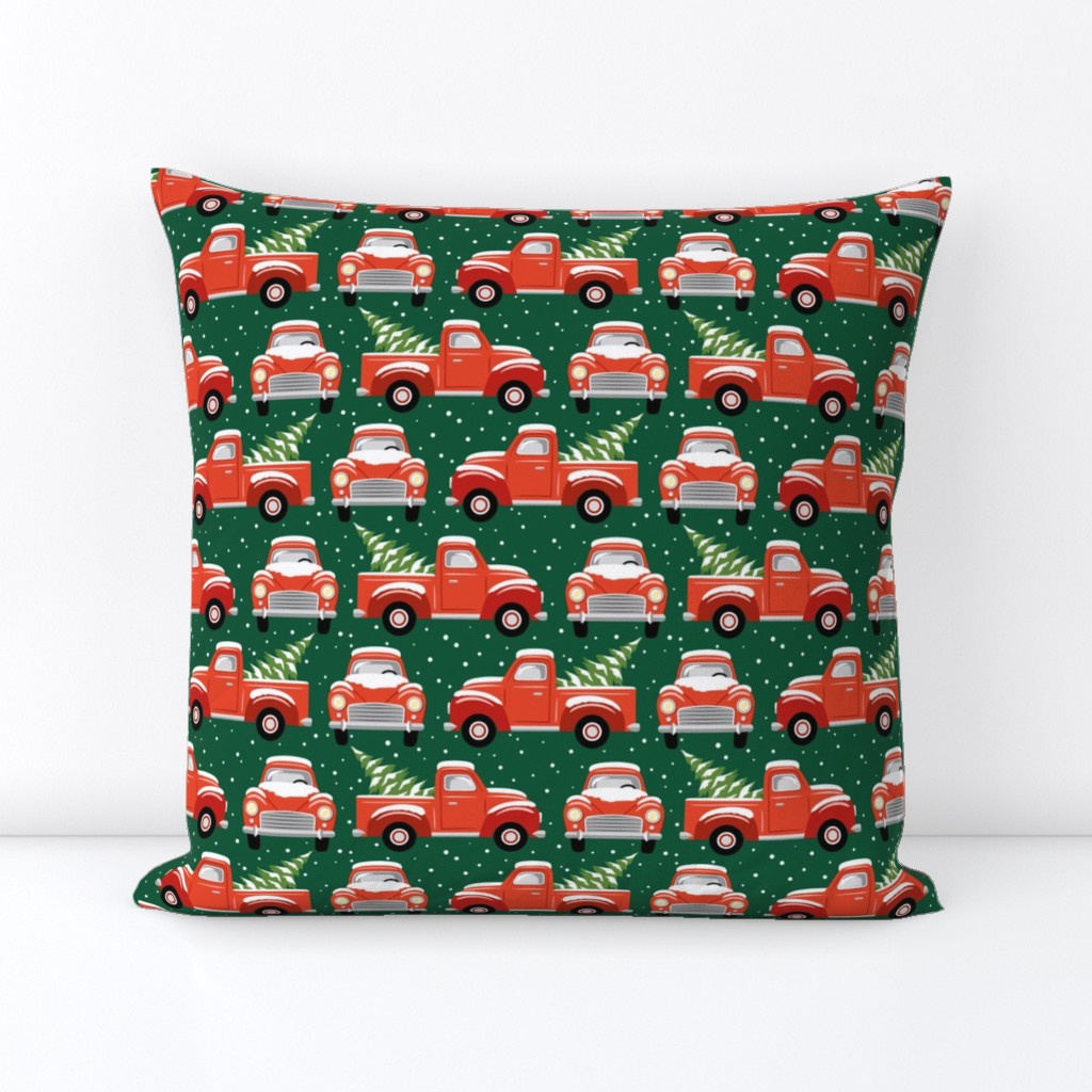 Vintage Christmas Trucks / Dark Green