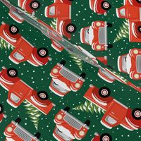 Vintage Christmas Trucks / Dark Green