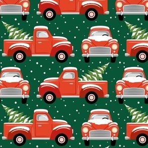 Vintage Christmas Trucks / Dark Green