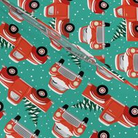 Vintage Christmas Trucks / Emerald