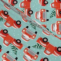 Vintage Christmas Trucks / Light Blue